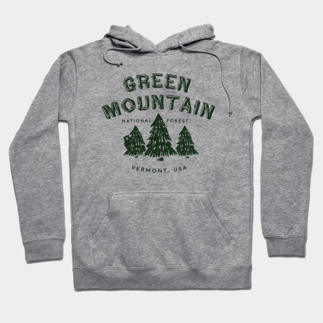 Vintage Green Mountain Forest Vermont Nature Hoodie by luckybengal